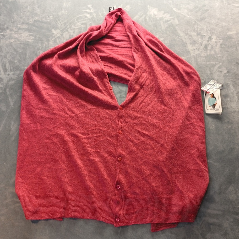 Noelle The Bordeaux Wrap Pink Multi Way‎ Button Poncho Scarf Cardigan NWT